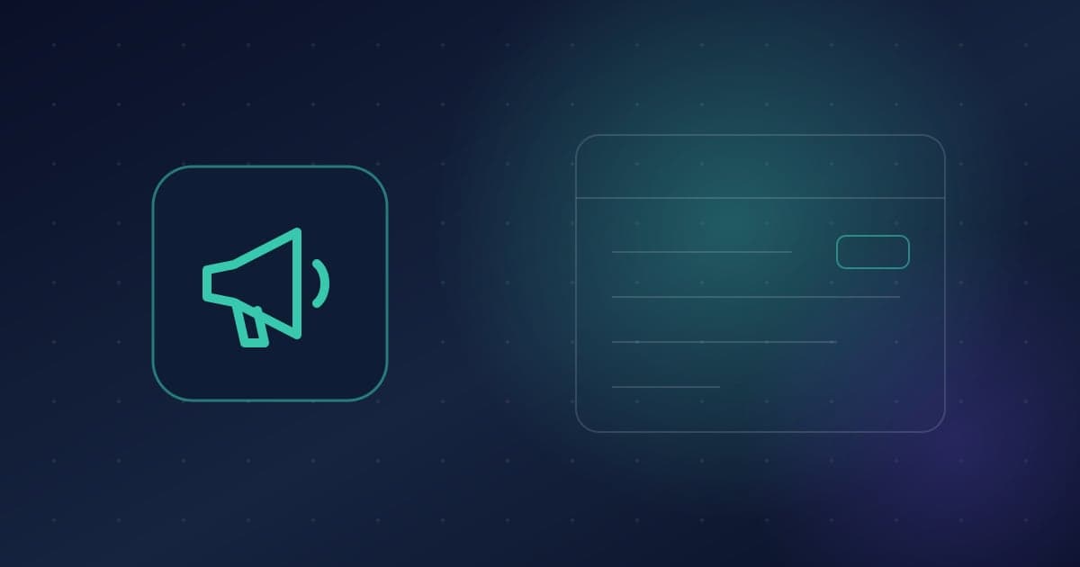 Megaphone icon and advertising dashboard illustration